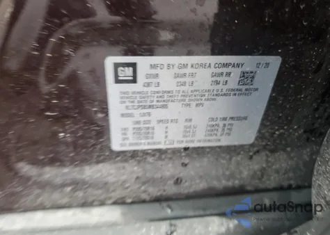 2021 Chevrolet Trax 1Lt from USA, damaged, VIN KL7CJPSB5MB344805